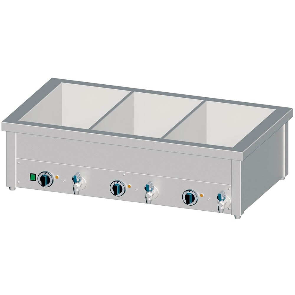 Stalgast Edelstahl Bain-Marie Tischgerät mit separaten Becken, für 2x GN1/760x600x310 mm