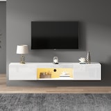 thumbnail of Merax 160 cm weißer Hochglanz-Hängeschrank für 70-Zoll-TV, mit LED-Beleuchtung, Bluetooth-APP-Steuerung, Wandmontierter TV-Ständer
