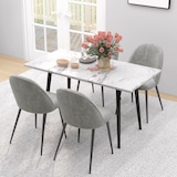 thumbnail of Pack de 4 Sillas de Comedor Modernas Sillas de Cocina Tapizada en Terciopelo con Respaldo Alto y Patas de Acero para Sala de Estar 50x56x83 cm Gris