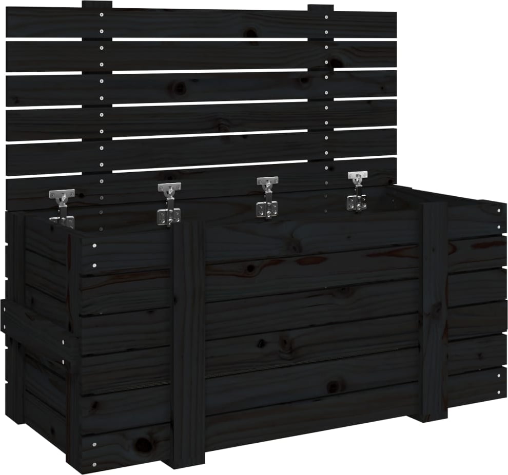 vidaXL Truhe Schwarz 91x40,5x42 cm Massivholz Kiefer | METRO