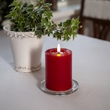 thumbnail of LED Kerze LINA Echtwachs realistische 3D Flamme Wachsspiegel H: 12,5cm rot