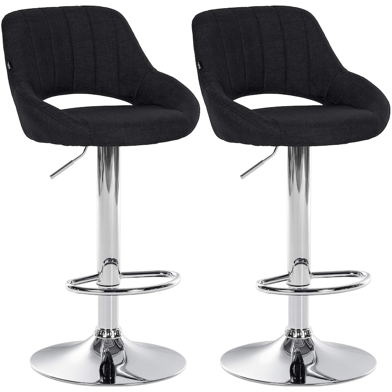 Set van 2 barkrukken Milet stof zwart/Metaal in chroomoptiek