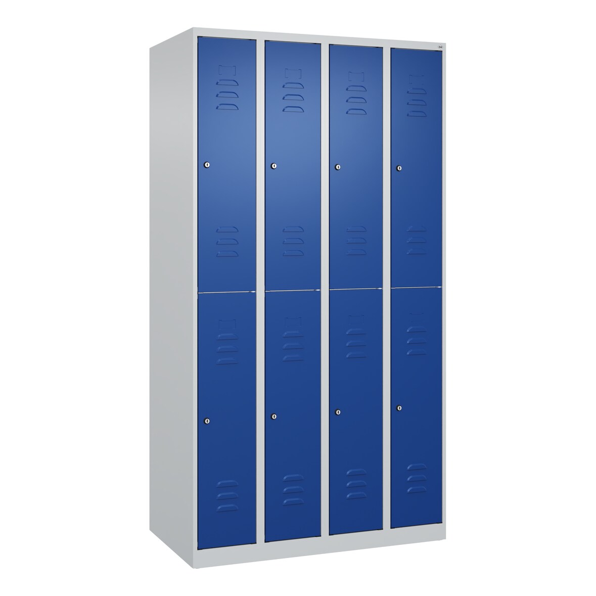 C+P Spind Classic PLUS, 8 Abteile, HxBxT 185x100x50cm, Zylinderschloss, Hellgrau/Enzianblau von PROREGAL