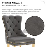 thumbnail of Merax Esszimmerstuhl, 6er set, Küchenstuhl, Wohnzimmerstuhl 6 Sts, Polsterstuhl, Stützbeine aus vergoldetem Edelstahl, Samt, Grau