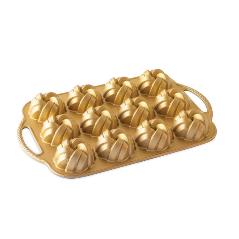 Nordic ware 75th anniversary mini tortiera 12 impronte da cm 8,9 in corda intrecciata, alluminio pressofuso qualità extra