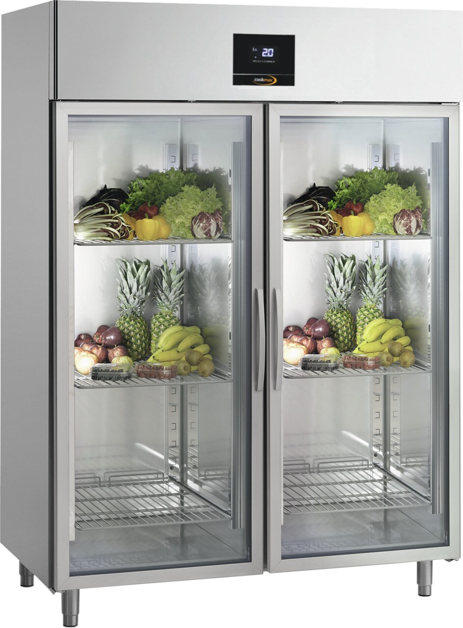 Cookmax Kühlschrank mit Glastür 1400 l GN 2/1,
2 Türen