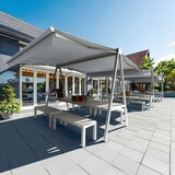 thumbnail of Ensemble Store double pente Table et bancs Buenavista 8 places Intersun (Blanc satiné RAL9010 - Gris Clair F077)