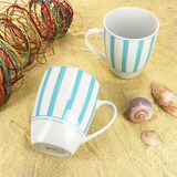 thumbnail of Split türkis 6er Set Kaffeebecher 300ml Porzellan-Tasse 6 Pers Streifen Kakao
