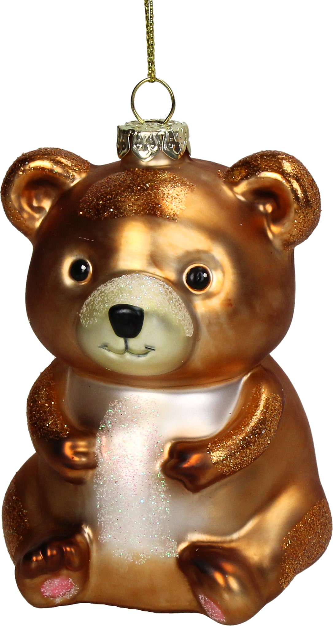 Christbaumschmuck Glas 10,4cm Teddybär Kugeln Weihnachtsbaum Anhänger Weihnachten Christbaumanhänger Weihnachtsbaumschmuck Braun