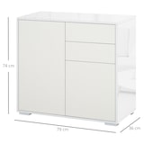 thumbnail of HOMCOM Aparador de Cocina con 2 Puertas 2 Cajones Marco de Blanco Brillante Estante Ajustable Apertura a Presión Armario de Almacenamiento 79x36x74 cm