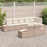 thumbnail of vidaXL Garten-Sofa-Set mit Kissen 8 pcs Beige und Creme Poly Rattan