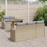 thumbnail of vidaXL 6-teiliges Garten Sofa Set mit Kissen Beige aus Poly Rattan Akazie