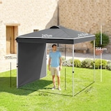 thumbnail of Carpa plegable 2,5x2,5 m cenador de jardín con 1 pared lateral altura ajustable en 3 niveles anti-UV impermeable y bolsa de arena