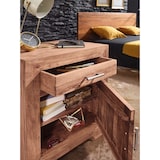 thumbnail of Massivholz Nachtschrank, Landhausstil, 60 cm Höhe, Schublade & Tür, Akazien-Holz. Beige, 50x40x60 cm | Kadima Design