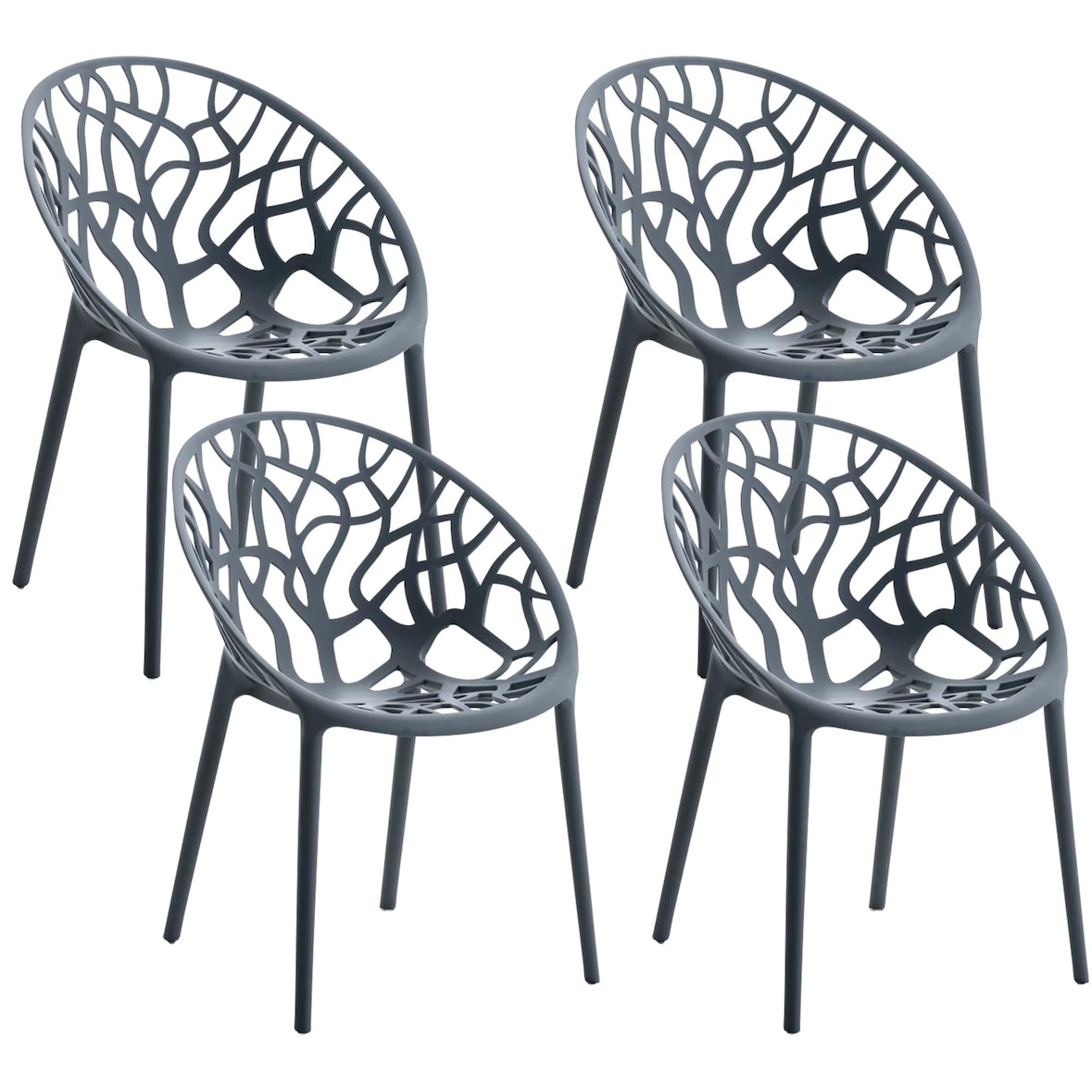 CLP 4 delige set tuinstoelen Hope Kunststof HBT: 80x59x60 cm antraciet