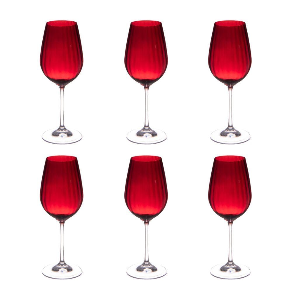 Verre à pied rouge Santa 35 cl x6 -  35.00 cl Rond Verre Cristallin Table Passion 6.00x6.00 cm