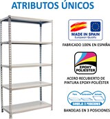 thumbnail of SimonRack Estantería Metálica, 1800x900x500 mm, 5 Alturas, Bandeja Metal, 180 kg de Punto Flexión, Incluye Funda, Blanco - Simonclick
