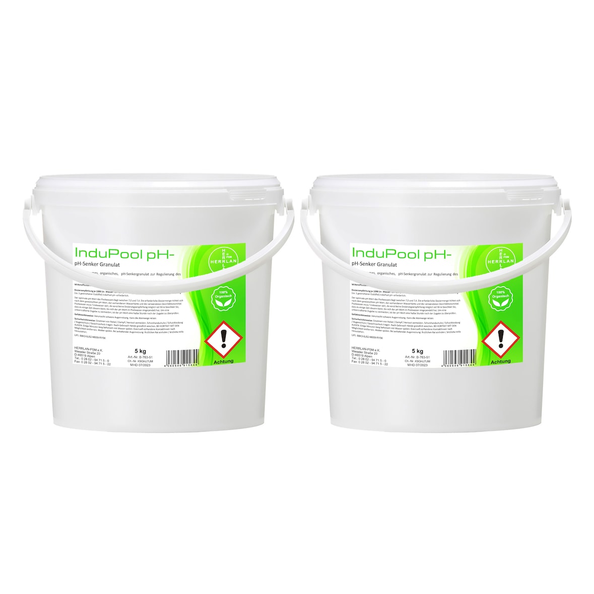 InduPool 2 x 5 kg organisches pH-Senker Granulat - FOOD GRADE - für Pool & Schwimmbad HERRLAN-Qualität Made in Germany