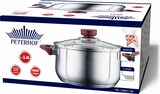 thumbnail of Kochtopf Ø20cm 3,4L Induktion 18/10 Edelstahl Marmorbeschichtung Suppentopf Weichgriffe Deckel