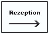 thumbnail of Rezeption Schild mit Text und Richtungspfeil rechts Anmeldung Eingang waagerecht A3 (297x420mm)