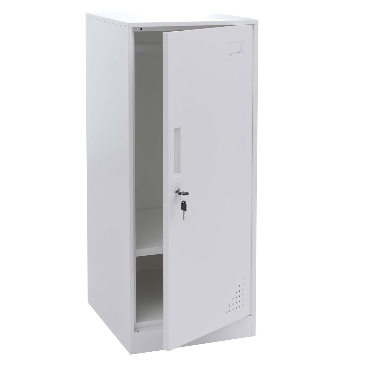 Armadietto HWC-P63, cassetta di sicurezza Armadietto armadietto portabiti Binario per abiti, 90x38x45cm acciaio ~ bianco