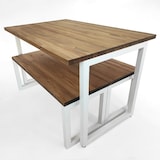 thumbnail of Conjunto Mesa y Bancos iCub Strong Blanco 120x80cm en madera maciza de pino acabado vintage estilo industrial Box Furniture