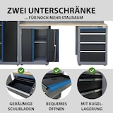thumbnail of Werkstattwand 13-tlg. modulares Werkstattschranksystem aus Stahl mit massiver Holzarbeitsplatte blau