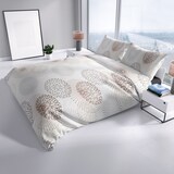 thumbnail of Bettwäsche 135x200 cm Winter Set Fleece Kreise Beige Weiß Grau flauschig warm 4 teilig