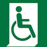 thumbnail of Rettungszeichen, Rettungsweg Rollstuhlfahrer rechts E030 - ASR A1.3 (DIN EN ISO 7010) - 200x200 mm Folie selbstklebend, nachleuchtend