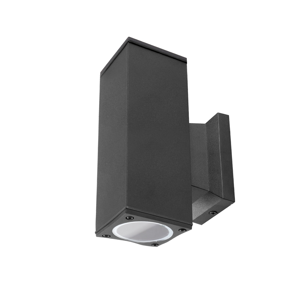 LED Fassadenleuchten Wandleuchte Eckig mit GU10 Fassung IP65 in Schwarz 2 Flammig mit Leuchtmittel Warmweiß