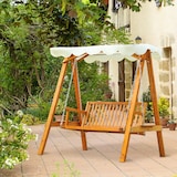 thumbnail of Outsunny Dondolo da Giardino con Parasole in Tessuto Legno Massello