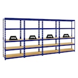 thumbnail of PROREGAL 4x Schwerlastregal Tiger | HxBxT 180x90x45 cm | Fachlast 265kg | Blau | Stecksystem Lagerregal Regalsystem 4 Stk.