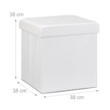 thumbnail of Relaxdays Faltbarer Sitzhocker, Sitzcube mit Stauraum u. Deckel, Fußablage, Sitzwürfel aus Kunstleder, 38x38x38 cm, weiß