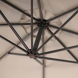 thumbnail of Sombrilla voladiza Acerra, parasol, Ø 3m inclinable, poliéster/acero 11kg ~ arena-beige con soporte
