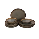 thumbnail of Palmer Bordenset David Mucky Stoneware 6-persoons 18-delig Bruin Groen