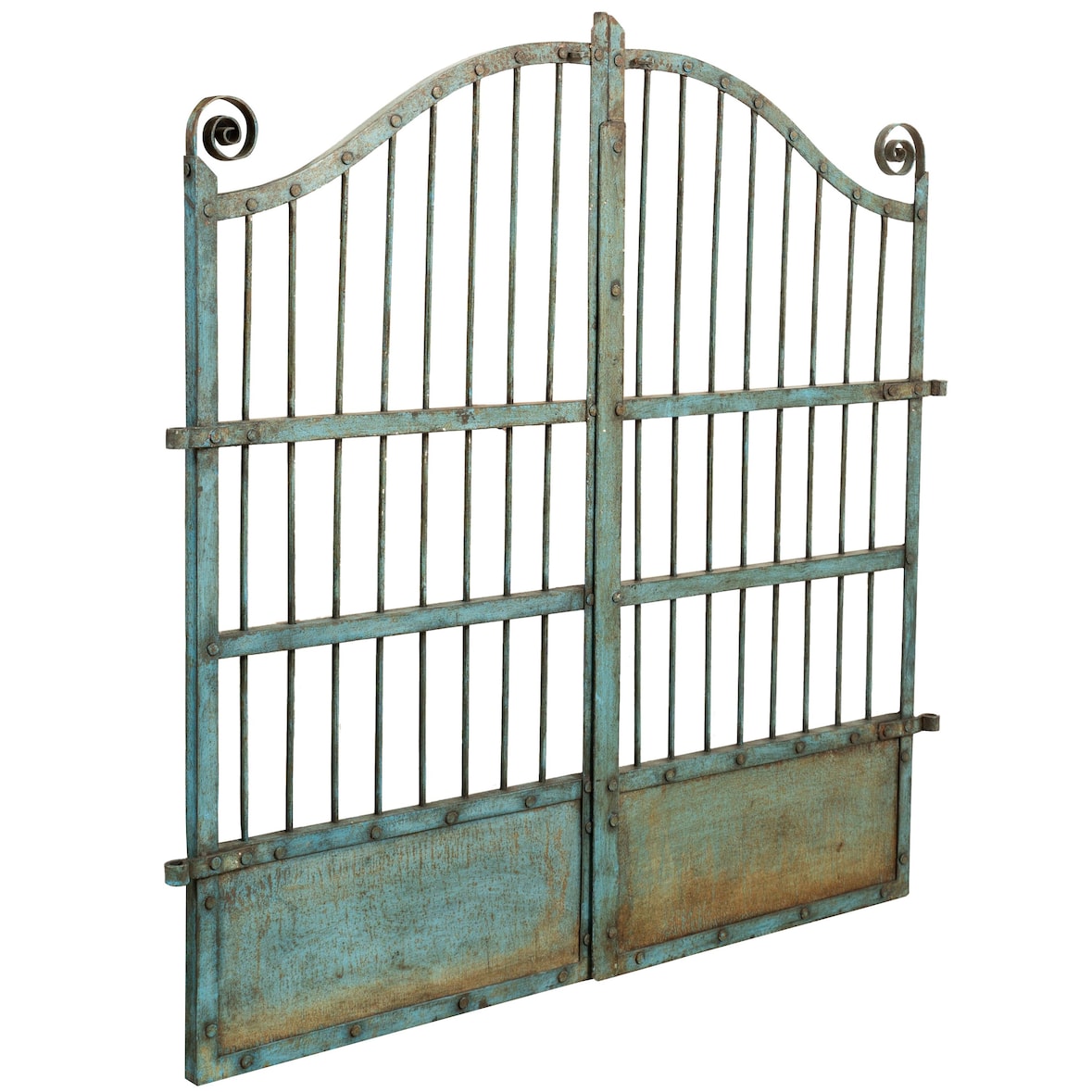 Biscottini Eingangstore 115x6x115 cm - Gartentor für den Außenbereich - Gartenzaun - Hellblaues Schmiedeeisentor