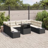 thumbnail of vidaXL 10-teiliges Garten-Sofaset mit Kissen, schwarzes Polyrattan