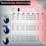 thumbnail of PRIOstahl Transportrollen 80mm Rollensatz 2 Lenkrollen + 2 Lenkrollen mit Bremse Blau Schwerlast