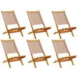 thumbnail of vidaXL Gartenstühle 6 Stk., Gartenstuhl mit Armlehnen, Klappstuhl für Garten Balkon Terrasse, Stuhlset Gartenmöbel, Taupe Stoff Massivholz Akazie