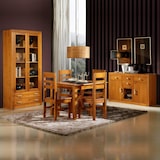 thumbnail of Aparador 3 portas e 4 gavetas, pinho maciço, Moblit, série Kalpe, medidas: (86x130x42) cm (alt./larguraxprofundidade), cor cereja