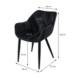 thumbnail of ML-Design – Esszimmerstühle 4er Set – Schwarz Samt | gesteppter Sitz, mit Armlehnen, Metallbeine, ergonomisch gepolstert