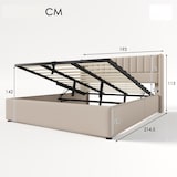 thumbnail of Merax Doppelbett 180x200 Polsterbett aus Leinen mit Lattenrost & Hydraulische Stauraum Beige