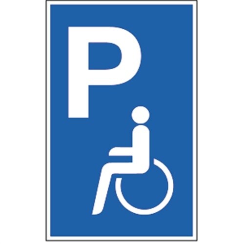 Schild Parkplatzschild - Parkplatz für Behinderte, Alu, 250x400 mm