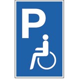 thumbnail of Schild Parkplatzschild - Parkplatz für Behinderte, Alu, 250x400 mm