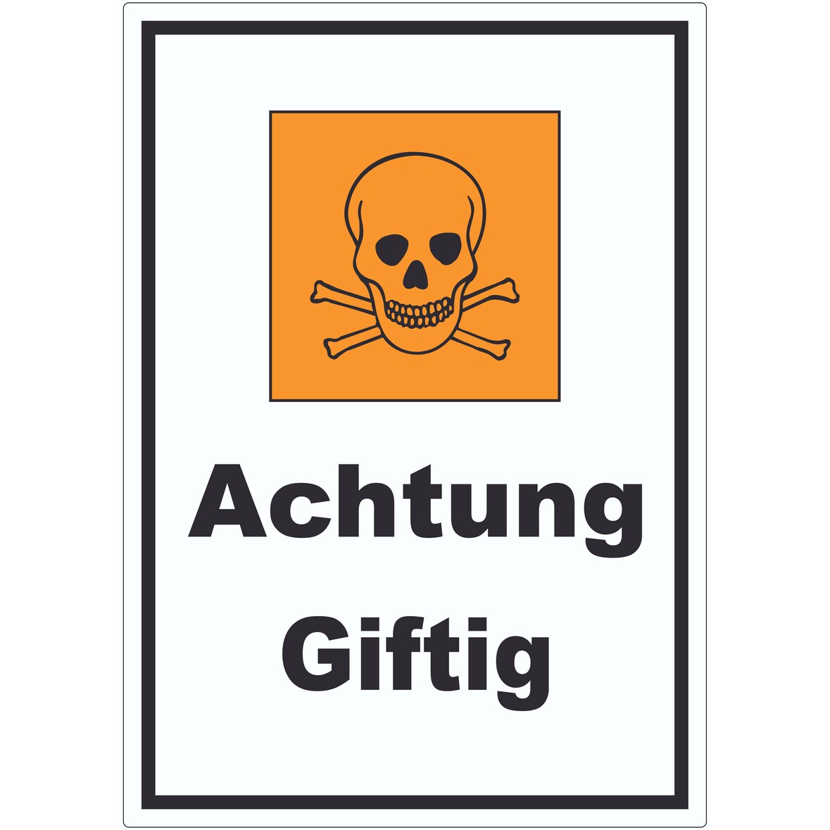 Aufkleber Gefahrensymbol Achtung giftig Totenkopf A4 (210x297mm)