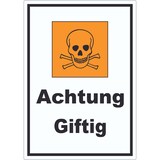 thumbnail of Aufkleber Gefahrensymbol Achtung giftig Totenkopf A4 (210x297mm)