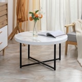 thumbnail of HOMCOM Mesa de Centro Redonda com Bancada Similar ao Mármore e Estrutura de Metal Estilo Moderno 80x80x45cm Branco e Preto