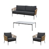 thumbnail of METRO Professional Set de terrasse TRIBU  4 pièces, aluminium / rotin PE, 1 x banquette 2 places, 2 fauteuils, 1 table, gris foncé