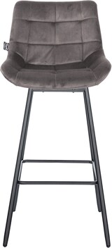thumbnail of Décoshop26 - Drehbarer Barhocker x1 mit Fußstütze grauer Samtbezug vierbeiniges schwarzes Metallgestell 10_0005474