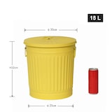 thumbnail of Jinfa Mülleimer mit Deckel, Ascheeimer, Abfallbehälter, Mülltonne, Papierkorb | aus Metall, Gelb, Ø 29 cm, Höhe 31,5 cm 18 Liter
